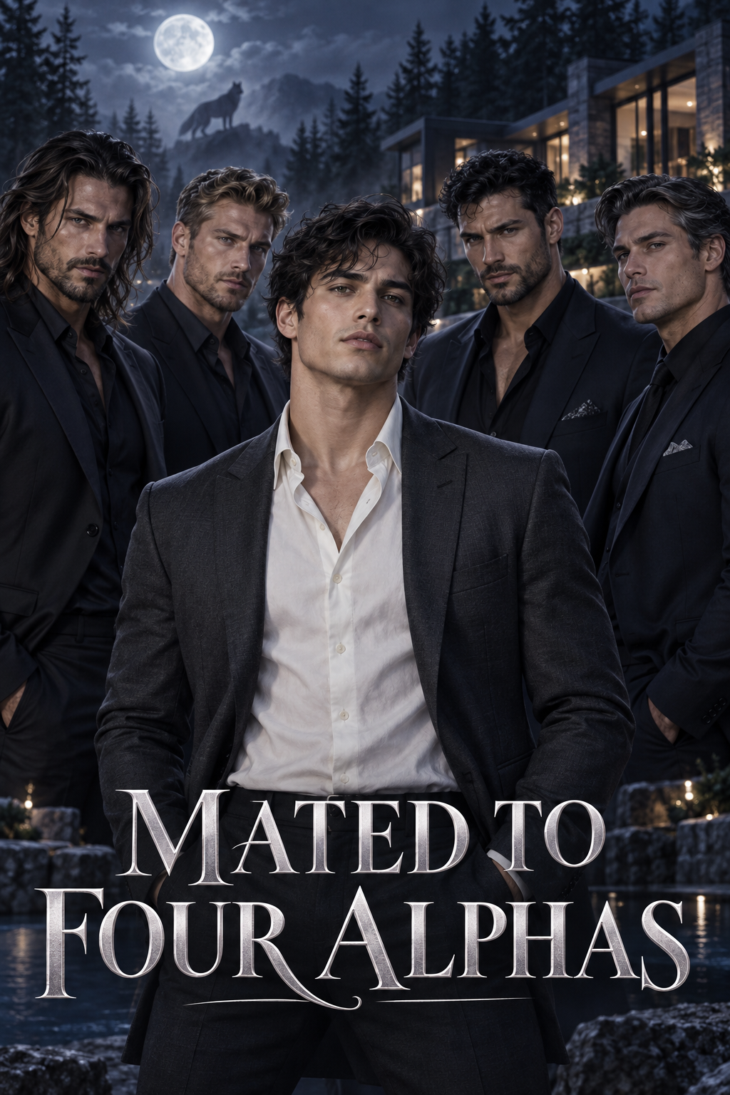 Mated to Four Alphas — flat book cover
